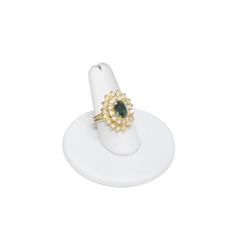 Finger ring stand; ROUND base - White faux leather